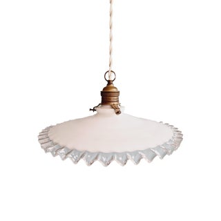 Suspension Light in White White Opaline, 1930s For Sale