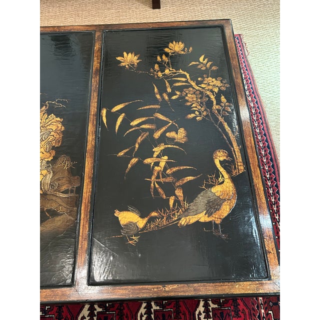 Paint Chinoiserie Black & Gold Lacquer Coffee Table For Sale - Image 7 of 15