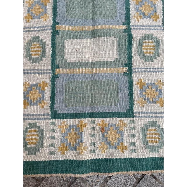 Small Scandinavian Flat Woven Rug, 1960s For Sale - Image 3 of 16