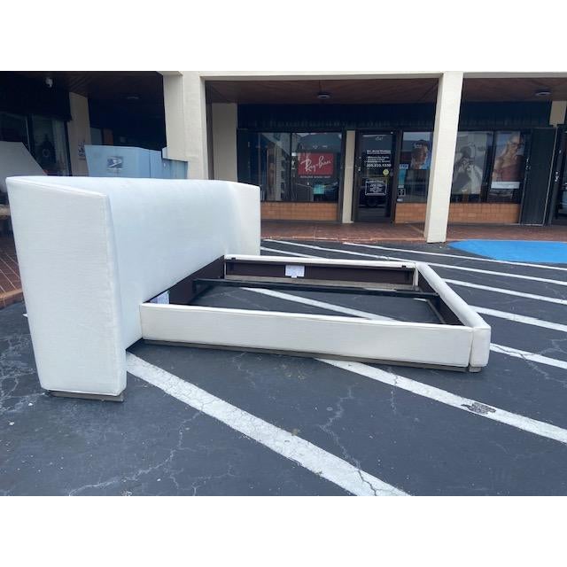 American Restoration Hardware Alessa Fabric Extended Shelter Platform King Size Bed For Sale - Image 3 of 8