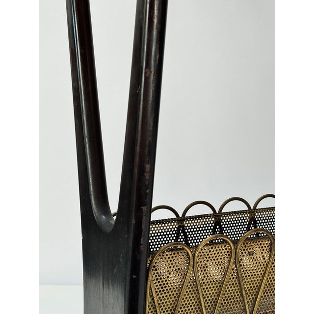 Cesare Lacca Italian Console Table in Walnut, Brass, Italy 1950s For Sale In Detroit - Image 6 of 17