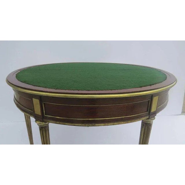 Wood 1780 French Mahogany and Brass Banded Three fold Game Table Demilune For Sale - Image 7 of 10