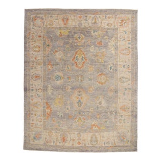 Vintage Modern Turkish Oushak Rug- 11'01 X 14'00 For Sale