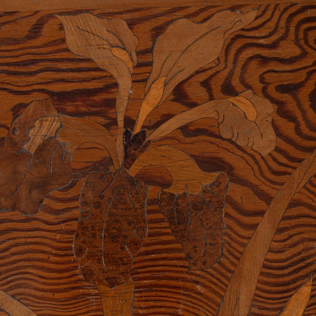 1900s French Art Nouveau Wooden Side Table With Floral Top For Sale - Image 9 of 18