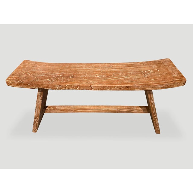 Andrianna Shamaris Minimalist Teak Wood Bench For Sale - Image 17 of 18