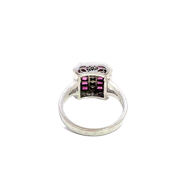 14k White Gold Ruby and Diamond Ring, Size 6 For Sale - Image 4 of 4