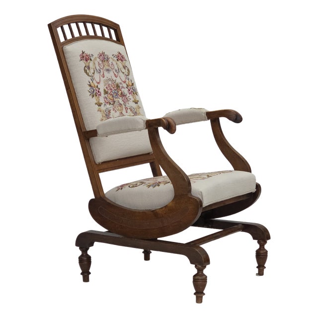 Danish Highback Rocking Chair in Handwoven Wool and Ash, 1930s For Sale