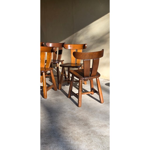 Brutalist Oak Dining Chairs, 1960s, Set of 6 For Sale - Image 10 of 12