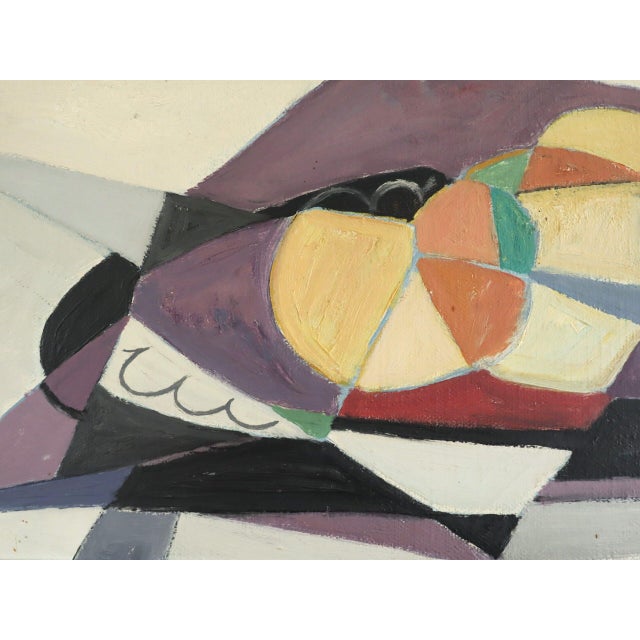1950 Mid-Century Modern 'Geometric Harvest' Swedish Geometric Abstract Still Life Oil Painting, Framed For Sale - Image 9 of 12