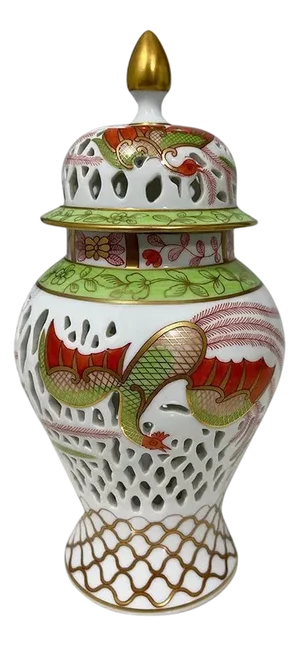 Openwork Potpourri Phoenix Vase from Herend Hungary Porcelain, 1976
