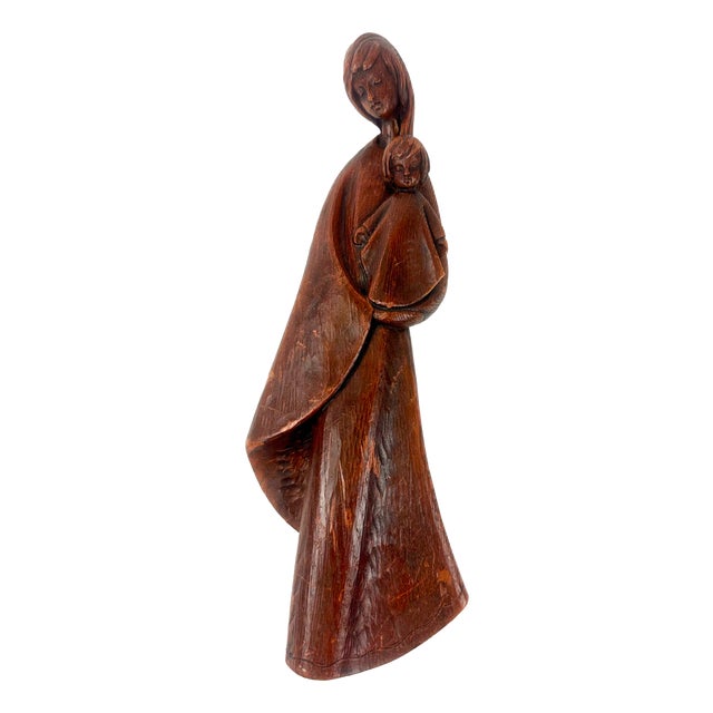 Mid-Century Wax Madonna with Child Wall Figurine, 1970 For Sale