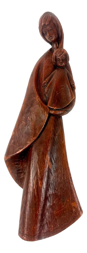 Mid-Century Wax Madonna with Child Wall Figurine, 1970