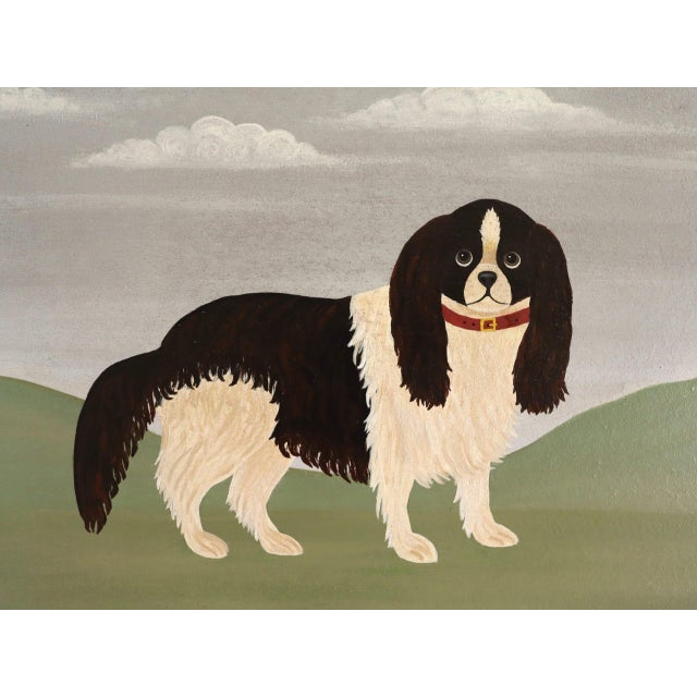 Black Contemporary 'King Charles Spaniel' Original Naive Style Animal Mini Oil Painting by British Artist Matt Rix, Framed For Sale - Image 8 of 12