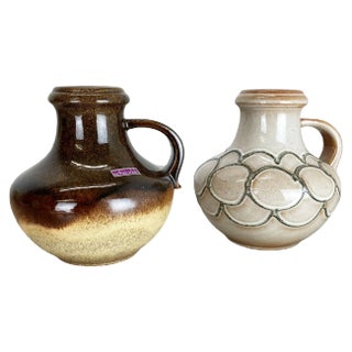 Multi-Color Fat Lava Pottery Vases from Scheurich, Germany, 1970s, Set of 2 For Sale