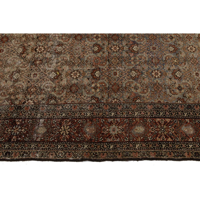 Antique Hamadan Wool Rug | Distressed Muted Earth Tones Oversized Runner / Gallery Rug For Sale - Image 11 of 11
