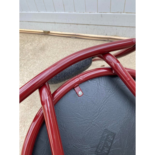 Metal Burgundy Fabric and Metal Bistro Chair, 1990 For Sale - Image 7 of 18