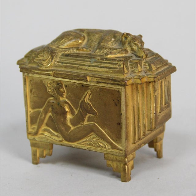 Gold Art Deco Bronze Box, France, 1930s For Sale - Image 8 of 12