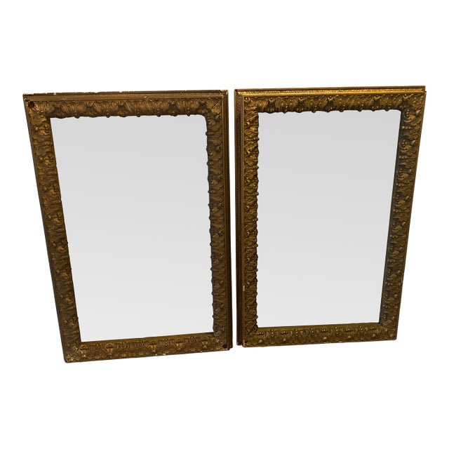 Pair of Large Carved Antique Frames Gilt 28 X 42 For Sale