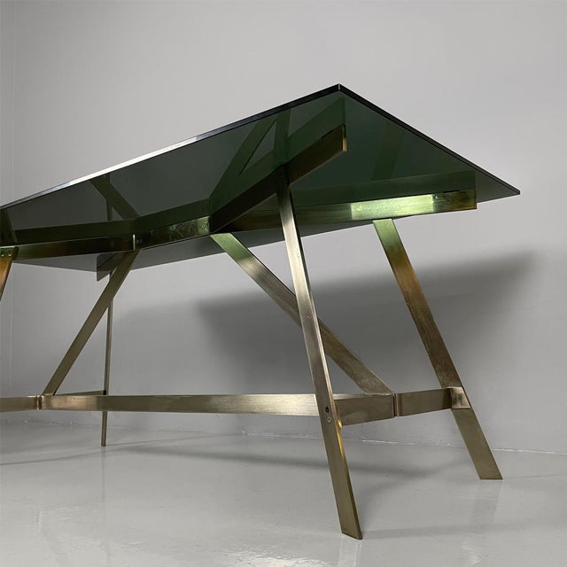 Italian Modern Dining Table in Smoked Glass and Steel from Formanova, 1970s For Sale - Image 14 of 18