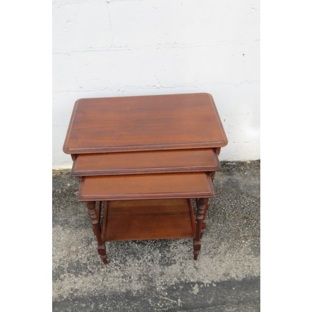 Early 1900s Mahogany Nesting Side End Tables Set of Three 6225 For Sale - Image 12 of 18