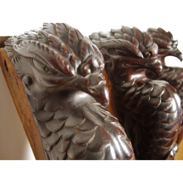 Late 19th Century Set of 3 Carved Hawk Mahogany Architectural Fragments For Sale - Image 5 of 11