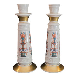 Mid 20th Century Lenox Lido Pattern Candlesticks - a Pair For Sale