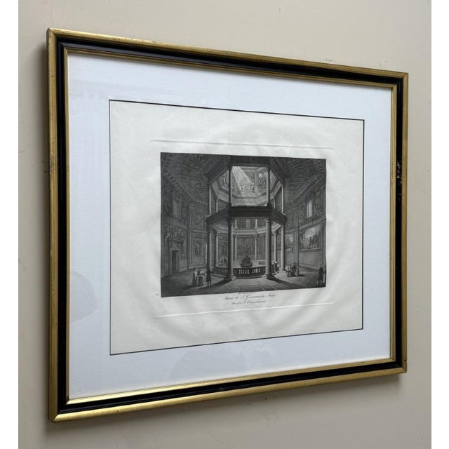 This 1843 engraving by George Belton Moore depicts the breathtaking interior of San Giovanni in Fonte, also known as the...