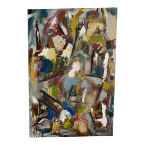 Contemporary Abstract Expressionist Mixed-Media Painting on Canvas