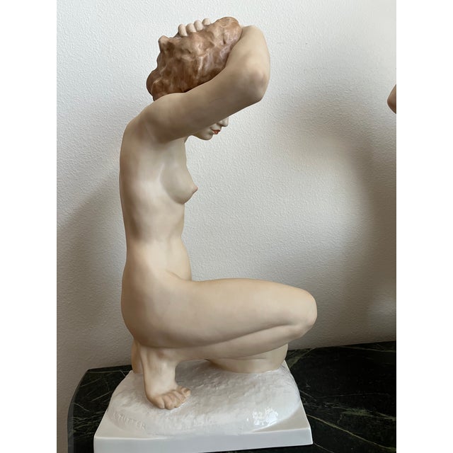 Mid-Century Modern Mid-Century Porcelain Female Figure Sculpture For Sale - Image 3 of 11