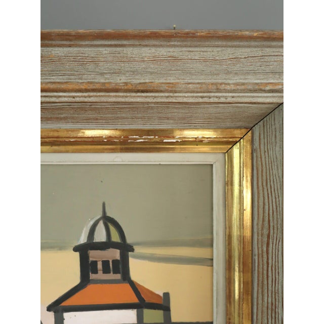 Paint Mid-Century Modern 'Where Houses Gather' Vintage Geometric Abstract Street Scene Oil Painting by Swedish Artist Wilhelm Wik (1897-1987), Framed For Sale - Image 7 of 12