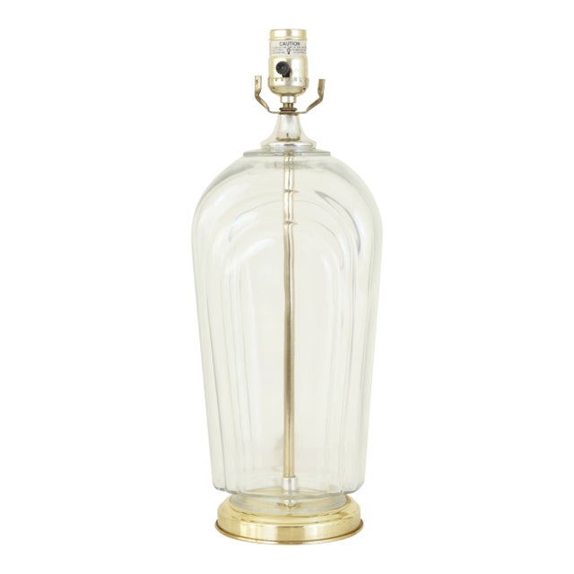 Art Deco Translucent Glass & Brass Table Lamp For Sale