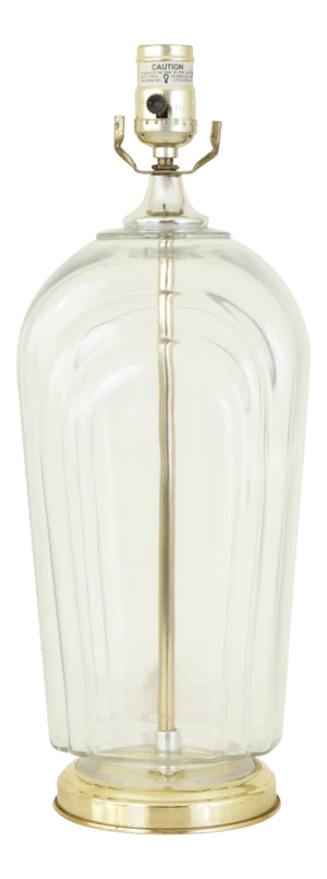 Art Deco Translucent Glass & Brass Table Lamp