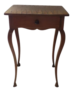 French Small Inlaid Game Board Cabriole Leg One Drawer Side Table