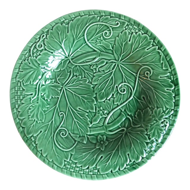 Vintage Portuguese Bordallo Pinheiro Majolica Chop Plate / Serving Platter For Sale