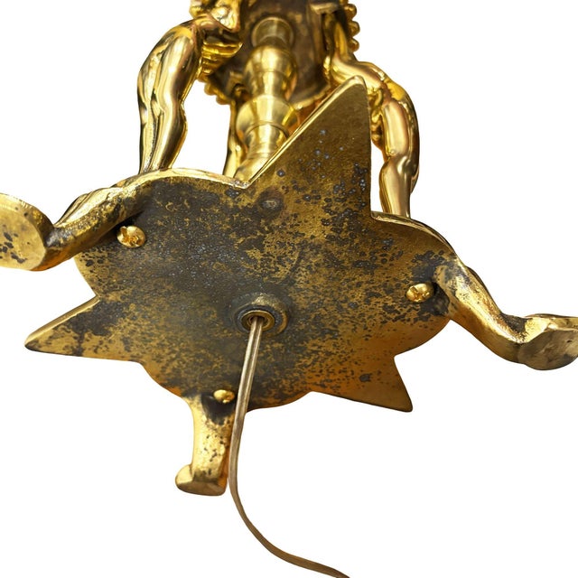 1920 Brass Figural Nude Art Deco Flapper Table Lamp by Frankart W/ Shade For Sale - Image 12 of 12