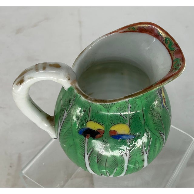 Antique Chinese Export Porcelain Famille Verte”boc Choy Leaf” Creamer Pitcher For Sale In Providence - Image 6 of 12