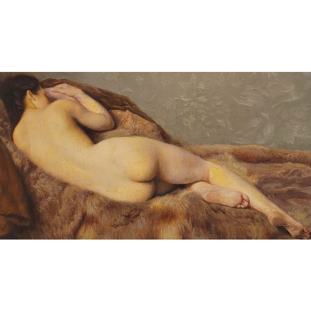 Paul Sieffert -1920s French Study of a Female Nude From the Back-Oil Painting For Sale - Image 4 of 9