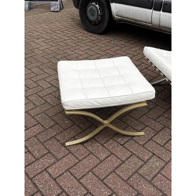 White Set of Barcelona Chair and Ottoman For Sale - Image 8 of 17