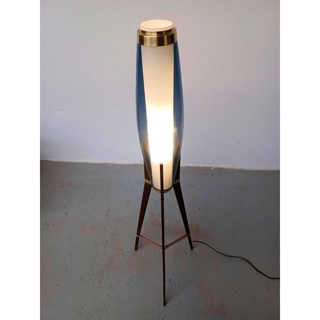 Black Rocket Floor Lamps in Hand Blown Opal Glass by Svend Aage Holm Sørensen, 1950s, Set of 2 For Sale - Image 8 of 9