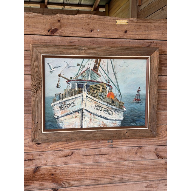 “Miss Phyllis" 1974 Nautical Impressionist Oil Painting by Shirley Fernendes For Sale - Image 12 of 12