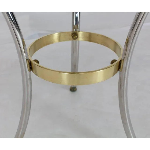 1970s Mid-Century Modern Brass Chrome Marble-Top Hoof Feet Large Rings Accents Table For Sale - Image 4 of 12