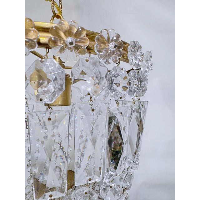 Vintage Hollywood Regency Crystal Basket Chandelier For Sale - Image 4 of 10