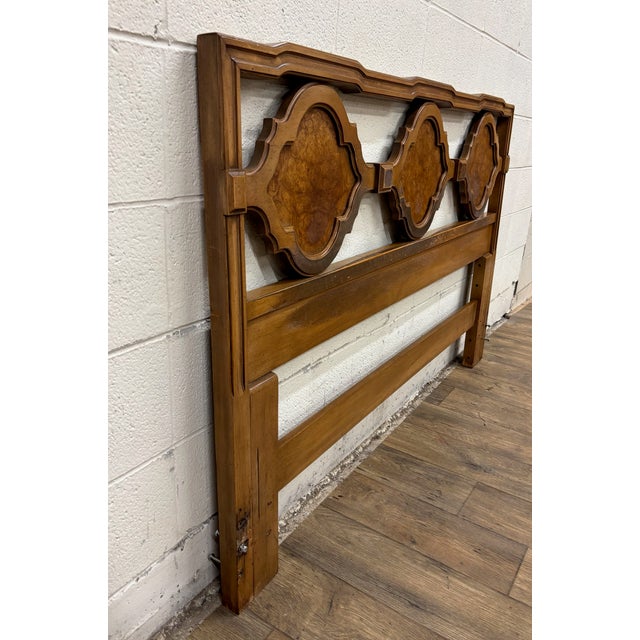Mid-Century Modern Vintage Full Size Mid Century Modern MCM Burled Paneled Headboard For Sale - Image 3 of 12