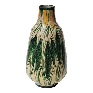 1940s Ceramic Vase With Flambé Glaze, Artist Signed For Sale