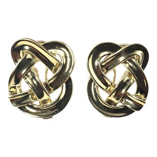 Vintage Angela Cummings 18 Karat Yellow Gold Pretzel Clip on Earrings - 2 Pieces For Sale
