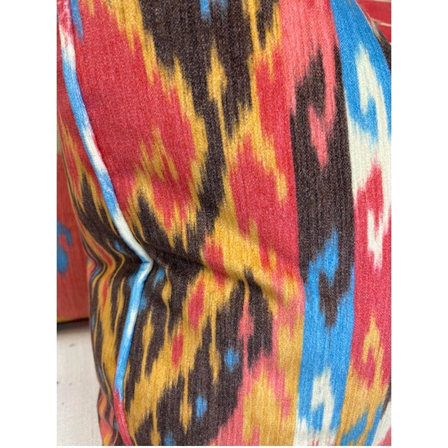 Ikat Velvet 22" Pillows-a Pair For Sale - Image 4 of 5