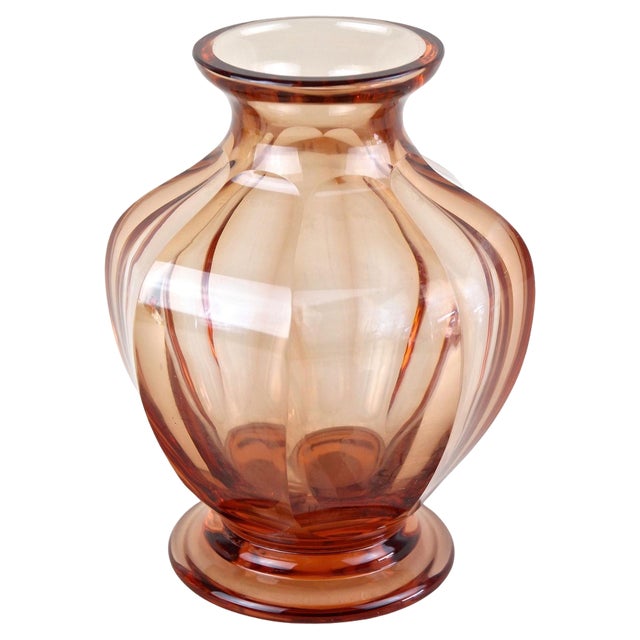20th Century Art Deco Glass Vase in Coral Color, Austria, 1920s For Sale