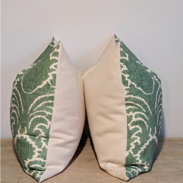 Traditional Soane Britain Pineapple Thread 22" Emerald Pillows For Sale - Image 3 of 7