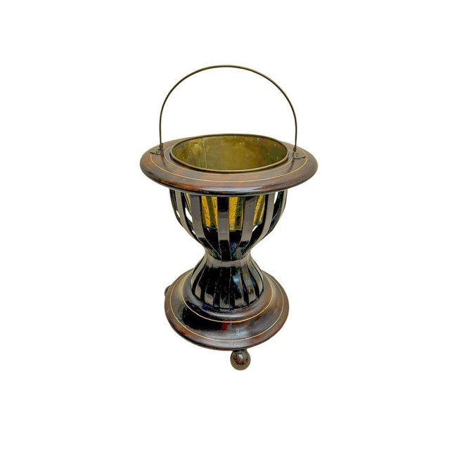 Antique Dutch Kettle Warmer in Wood and Brass, 1800s For Sale - Image 12 of 13