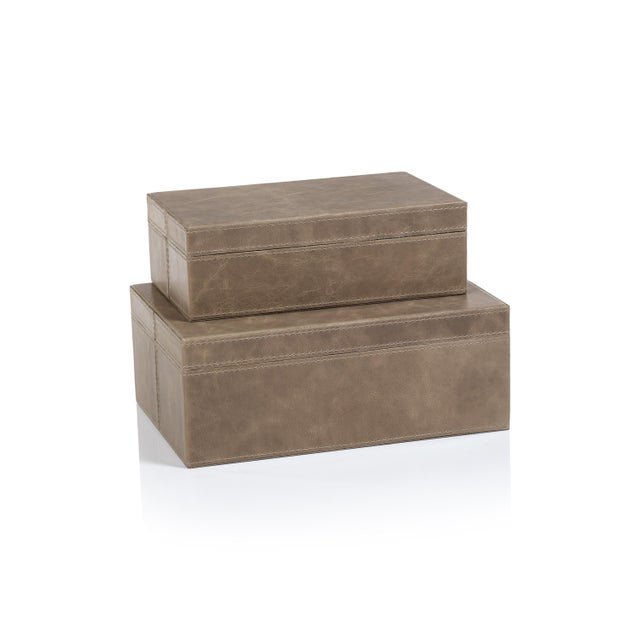 Contemporary Cameroon Mink Leather Decorative Box, Large For Sale - Image 3 of 4